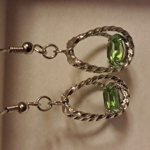 Green Stone Drop Dangle Earrings